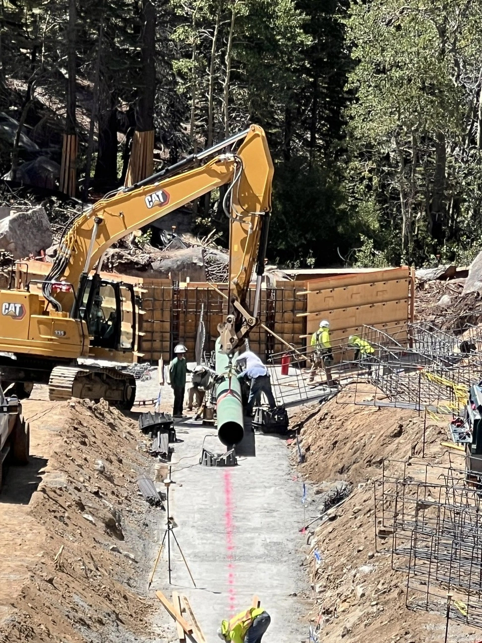 Placing the new outlet pipe